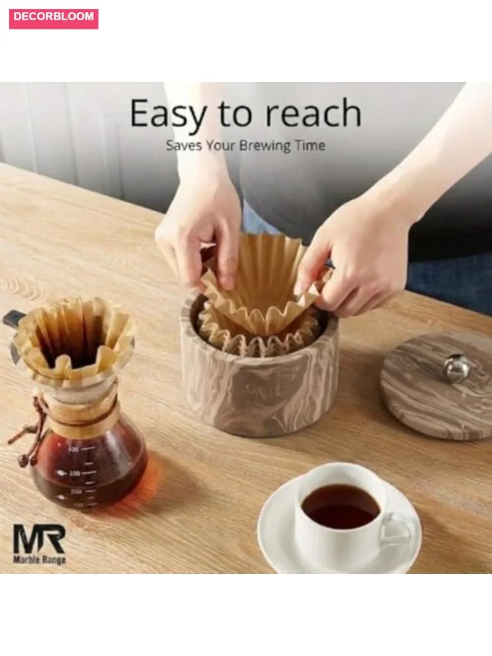 Marble Coffee Filter Holder 6 Inch Handmade Natural Stone with Lid